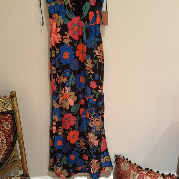 LINGERIE INSPIRED DRESS BLACK FLORAL PRINT WITH BLACK LACE DETAILS LINED SIZE S - Picture 8 of 13